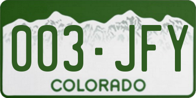 CO license plate 003JFY