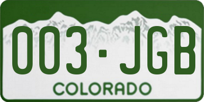 CO license plate 003JGB