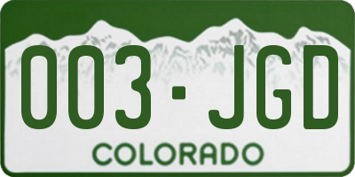CO license plate 003JGD