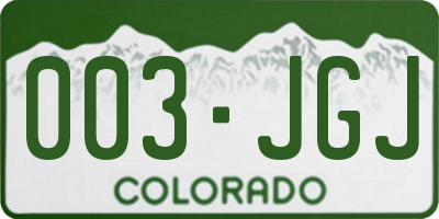 CO license plate 003JGJ