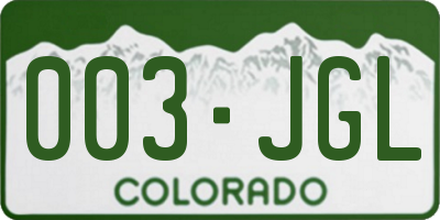 CO license plate 003JGL