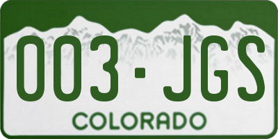 CO license plate 003JGS