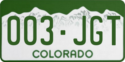 CO license plate 003JGT