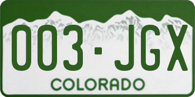 CO license plate 003JGX