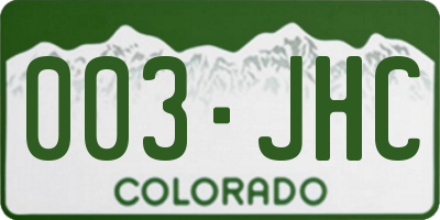 CO license plate 003JHC