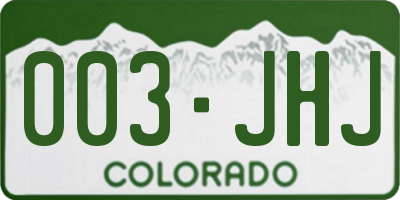 CO license plate 003JHJ