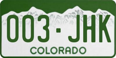 CO license plate 003JHK