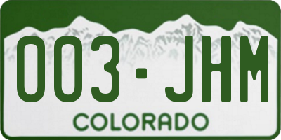 CO license plate 003JHM