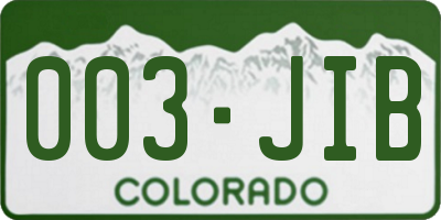 CO license plate 003JIB