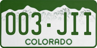 CO license plate 003JII