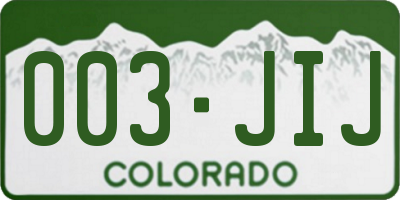 CO license plate 003JIJ