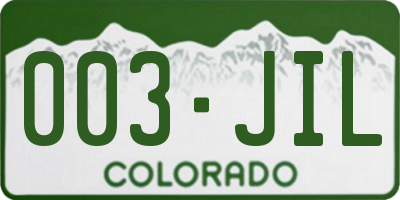 CO license plate 003JIL