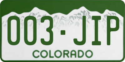 CO license plate 003JIP