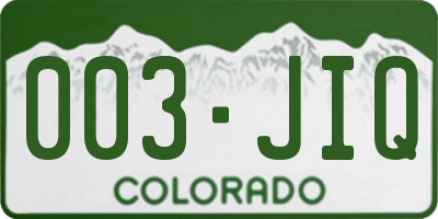 CO license plate 003JIQ