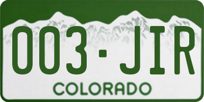 CO license plate 003JIR