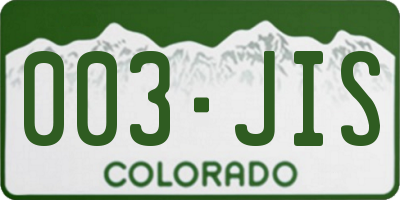CO license plate 003JIS