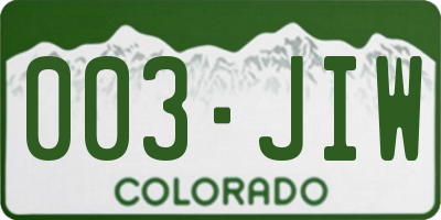 CO license plate 003JIW
