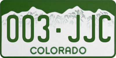 CO license plate 003JJC