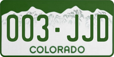 CO license plate 003JJD