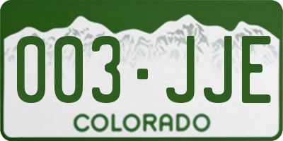 CO license plate 003JJE