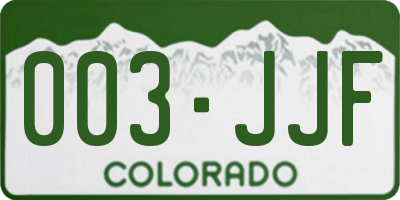 CO license plate 003JJF