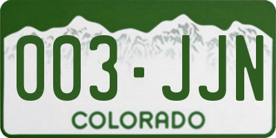 CO license plate 003JJN