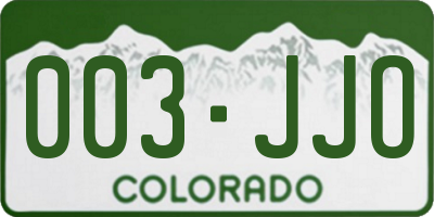 CO license plate 003JJO