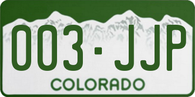 CO license plate 003JJP