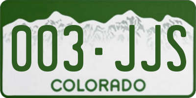 CO license plate 003JJS