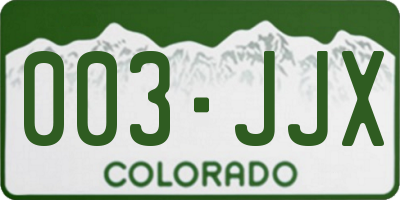 CO license plate 003JJX