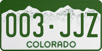 CO license plate 003JJZ