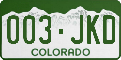 CO license plate 003JKD