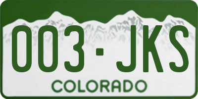 CO license plate 003JKS
