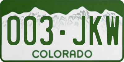 CO license plate 003JKW