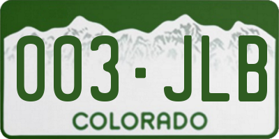 CO license plate 003JLB