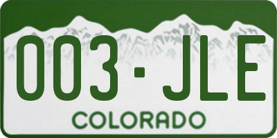 CO license plate 003JLE