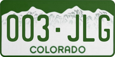 CO license plate 003JLG