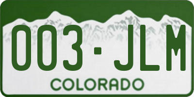 CO license plate 003JLM