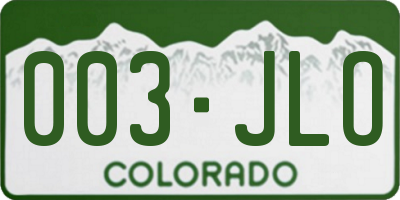 CO license plate 003JLO