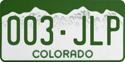 CO license plate 003JLP