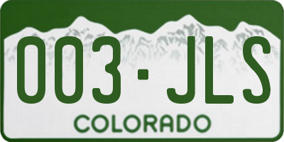 CO license plate 003JLS