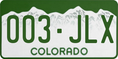CO license plate 003JLX