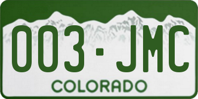 CO license plate 003JMC