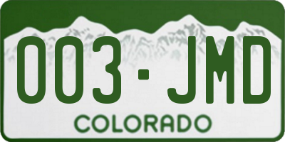CO license plate 003JMD