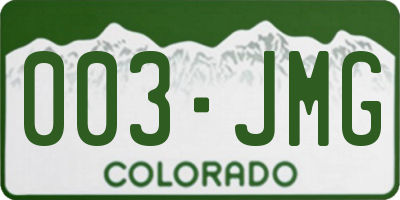 CO license plate 003JMG