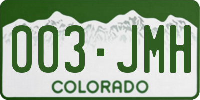 CO license plate 003JMH