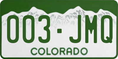 CO license plate 003JMQ