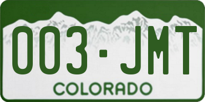 CO license plate 003JMT