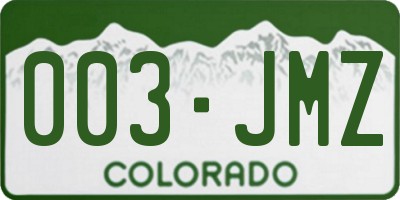 CO license plate 003JMZ