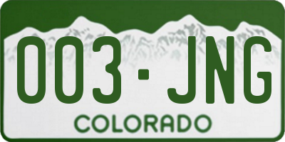 CO license plate 003JNG